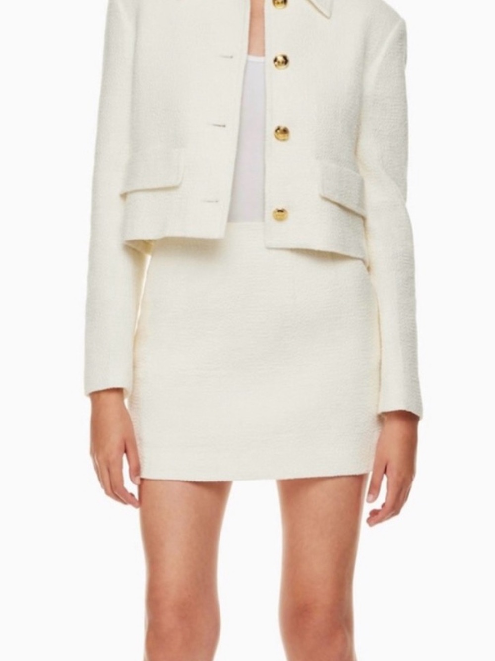 Babaton (Aritzia) Kinsley Mini Skirt - Size 10 - Cream